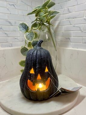 Black Ceramic Jack-O'-Lantern LED Pumpkin Accent🎃